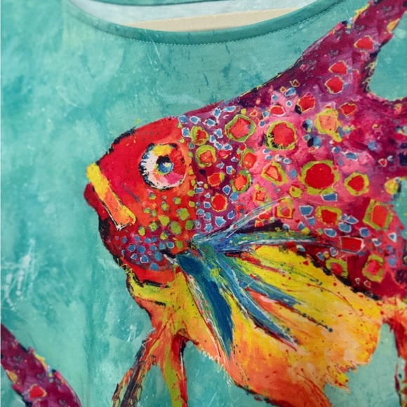 Leoma Lovegrove Vintage Turquoise Fish Print Piece - Picture 5 of 6